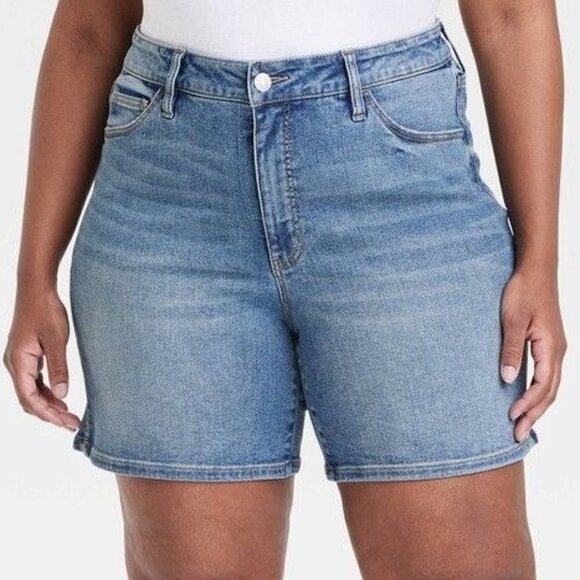 Women's High-Waisted Bermuda Jean Shorts | Ava & Viv | 24 - Picture 10 of 10